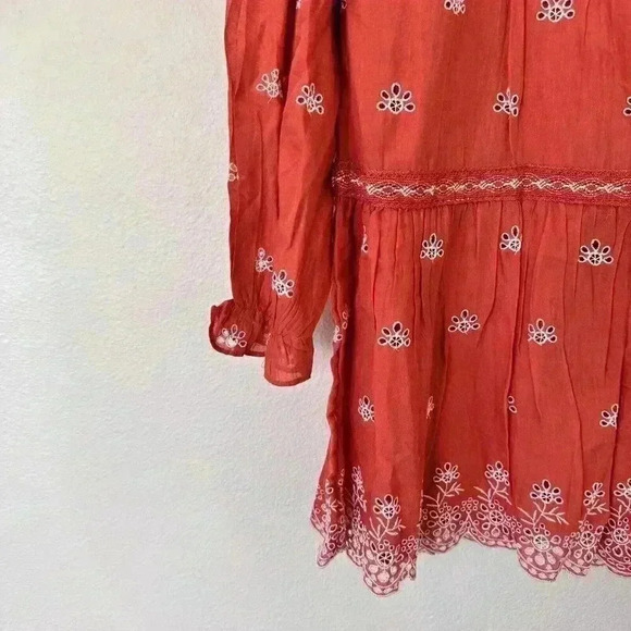 100% Authentic ZARA Orange Eyelet Flower Print Mini Dress $89.90 Size Medium - Picture 6 of 11